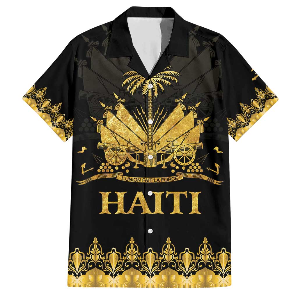 Haiti Neg Marron Gold Family Matching Short Sleeve Bodycon Dress and Hawaiian Shirt Lespwa pa anyen san aksyon - Wonder Print Shop