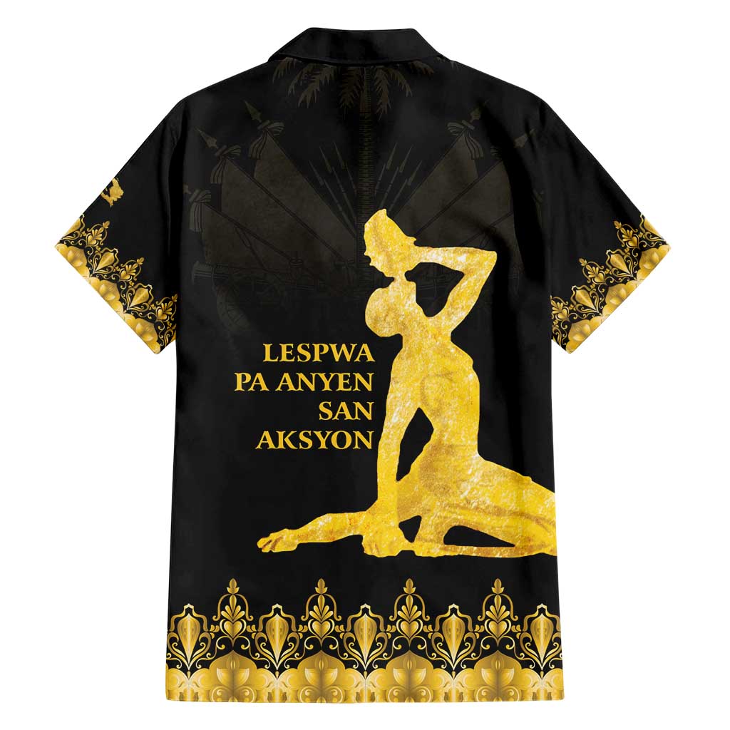 Haiti Neg Marron Gold Family Matching Short Sleeve Bodycon Dress and Hawaiian Shirt Lespwa pa anyen san aksyon - Wonder Print Shop
