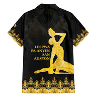 Haiti Neg Marron Gold Family Matching Short Sleeve Bodycon Dress and Hawaiian Shirt Lespwa pa anyen san aksyon - Wonder Print Shop