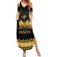 Haiti Neg Marron Gold Family Matching Summer Maxi Dress and Hawaiian Shirt Lespwa pa anyen san aksyon - Wonder Print Shop