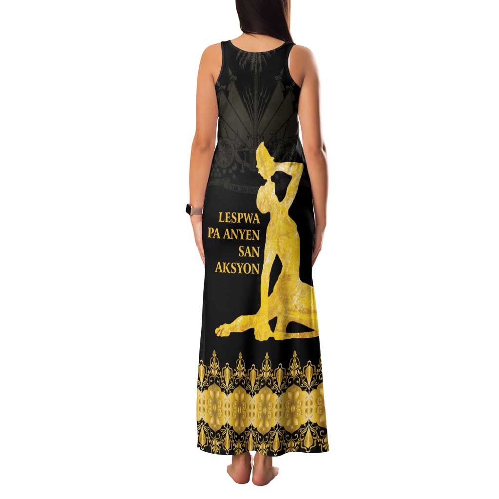 Haiti Neg Marron Gold Family Matching Tank Maxi Dress and Hawaiian Shirt Lespwa pa anyen san aksyon - Wonder Print Shop