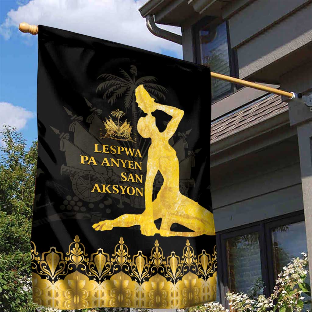 Haiti Neg Marron Gold Garden Flag Lespwa pa anyen san aksyon - Wonder Print Shop