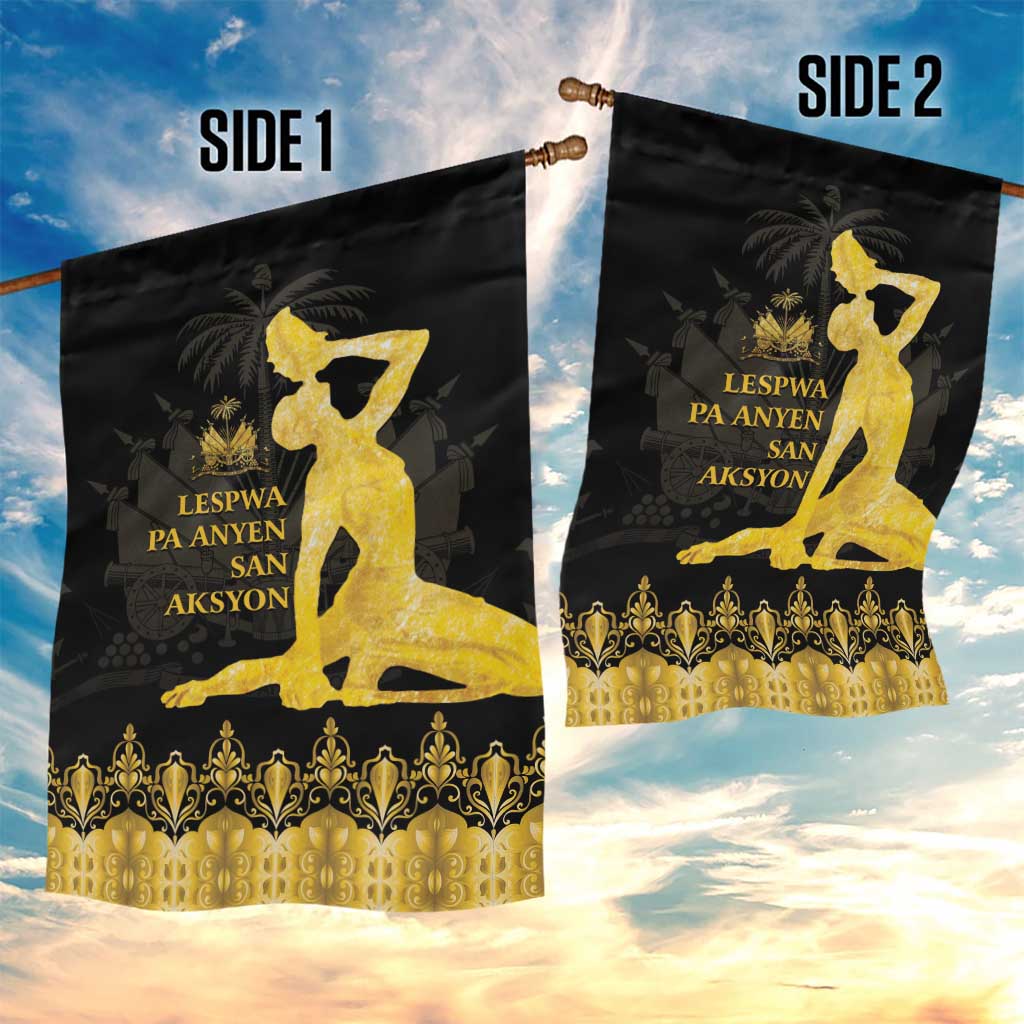 Haiti Neg Marron Gold Garden Flag Lespwa pa anyen san aksyon - Wonder Print Shop
