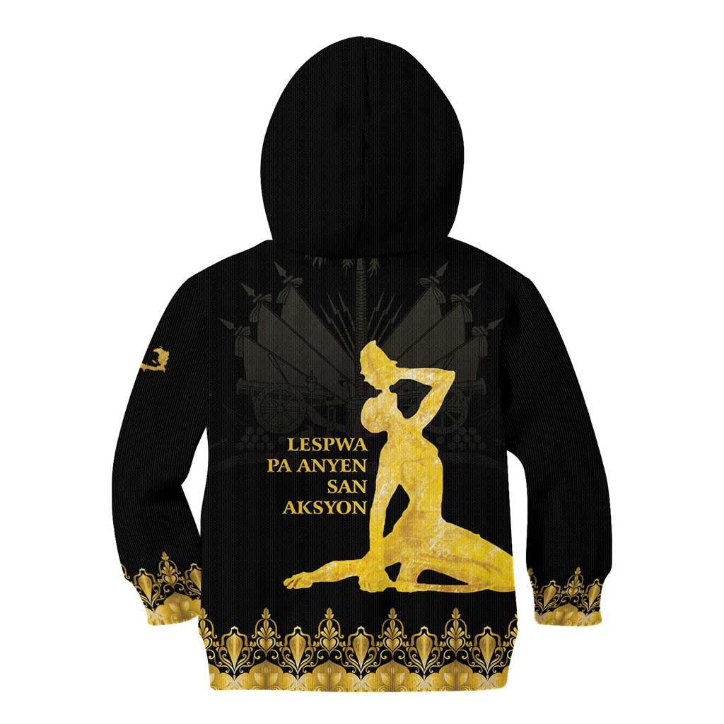 Haiti Neg Marron Gold Kid Hoodie Lespwa pa anyen san aksyon - Wonder Print Shop