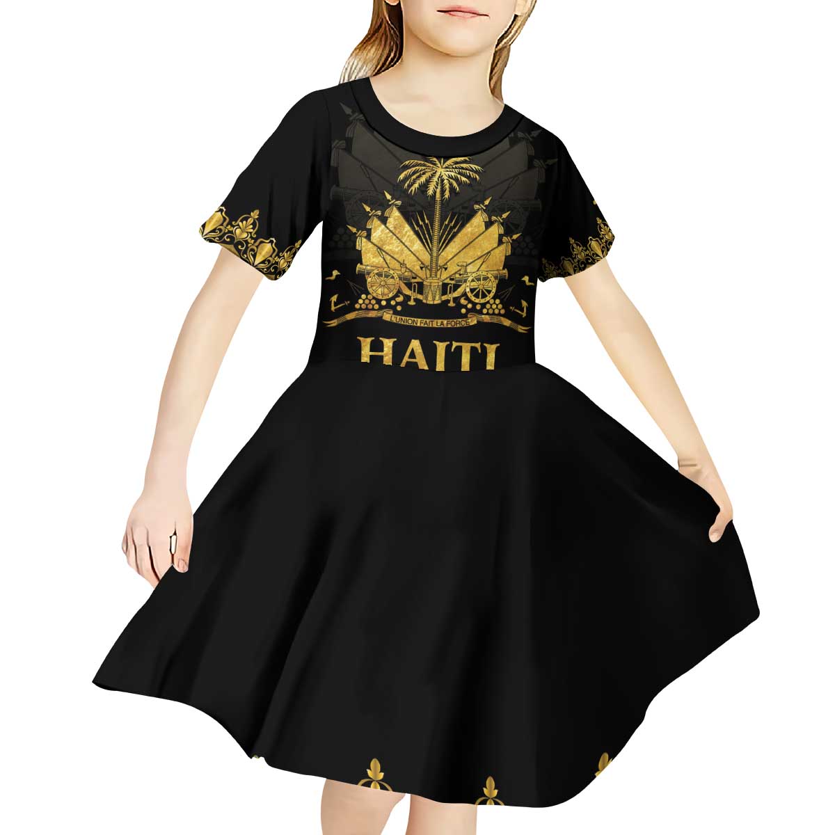 Haiti Neg Marron Gold Kid Short Sleeve Dress Lespwa pa anyen san aksyon - Wonder Print Shop