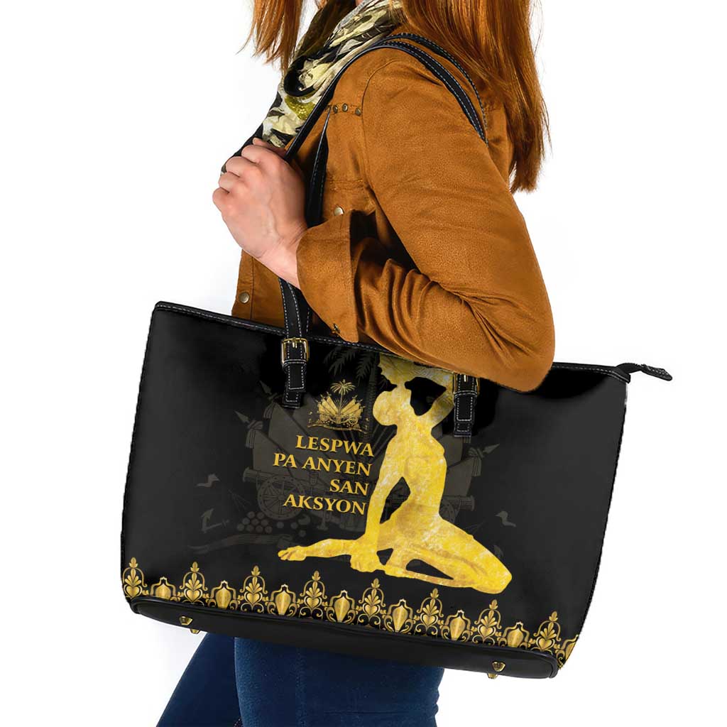Haiti Neg Marron Gold Leather Tote Bag Lespwa pa anyen san aksyon - Wonder Print Shop