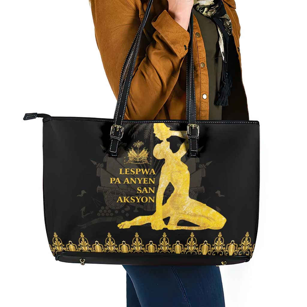Haiti Neg Marron Gold Leather Tote Bag Lespwa pa anyen san aksyon - Wonder Print Shop