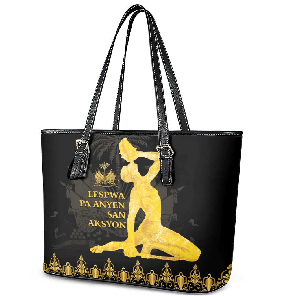 Haiti Neg Marron Gold Leather Tote Bag Lespwa pa anyen san aksyon - Wonder Print Shop