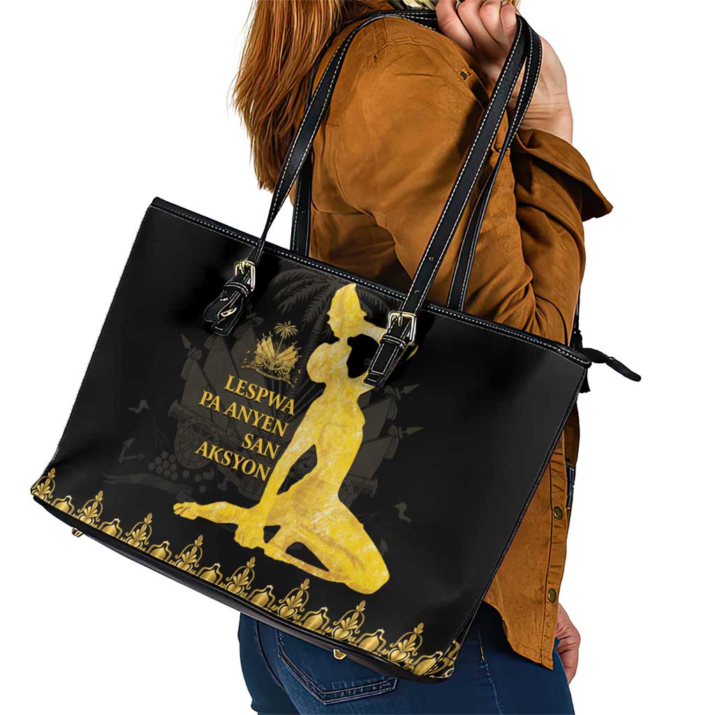Haiti Neg Marron Gold Leather Tote Bag Lespwa pa anyen san aksyon - Wonder Print Shop