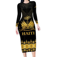 Haiti Neg Marron Gold Long Sleeve Bodycon Dress Lespwa pa anyen san aksyon - Wonder Print Shop