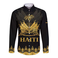 Haiti Neg Marron Gold Long Sleeve Button Shirt Lespwa pa anyen san aksyon - Wonder Print Shop