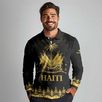Haiti Neg Marron Gold Long Sleeve Polo Shirt Lespwa pa anyen san aksyon - Wonder Print Shop