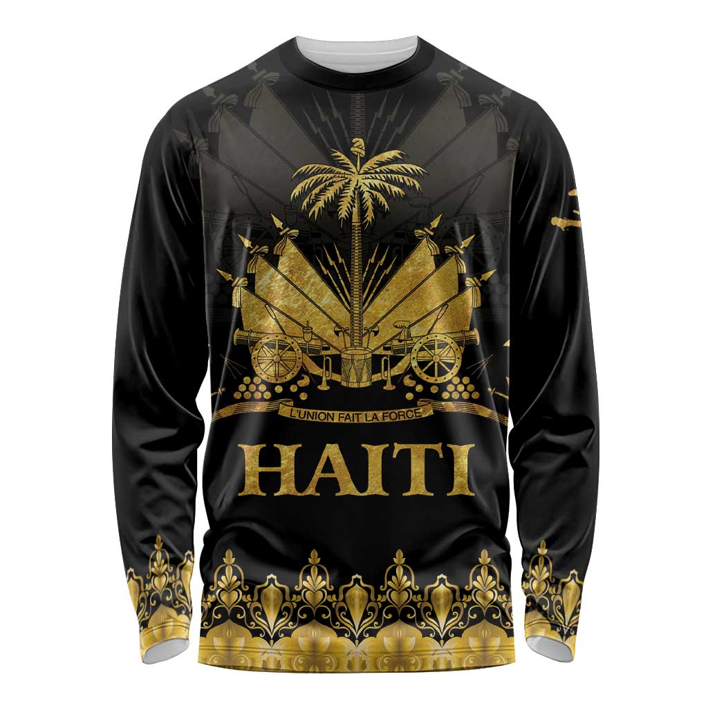 Haiti Neg Marron Gold Long Sleeve Shirt Lespwa pa anyen san aksyon - Wonder Print Shop