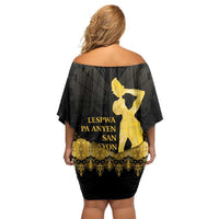 Haiti Neg Marron Gold Off Shoulder Short Dress Lespwa pa anyen san aksyon - Wonder Print Shop