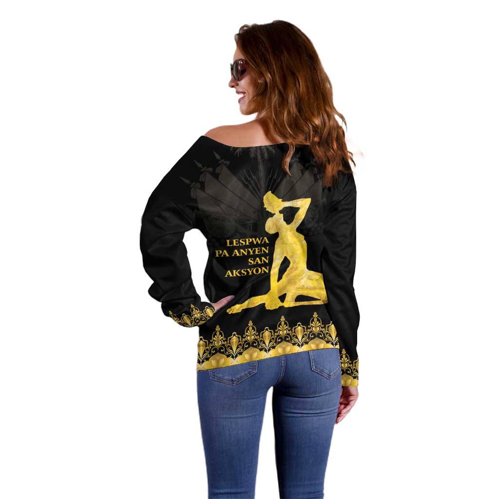 Haiti Neg Marron Gold Off Shoulder Sweater Lespwa pa anyen san aksyon - Wonder Print Shop