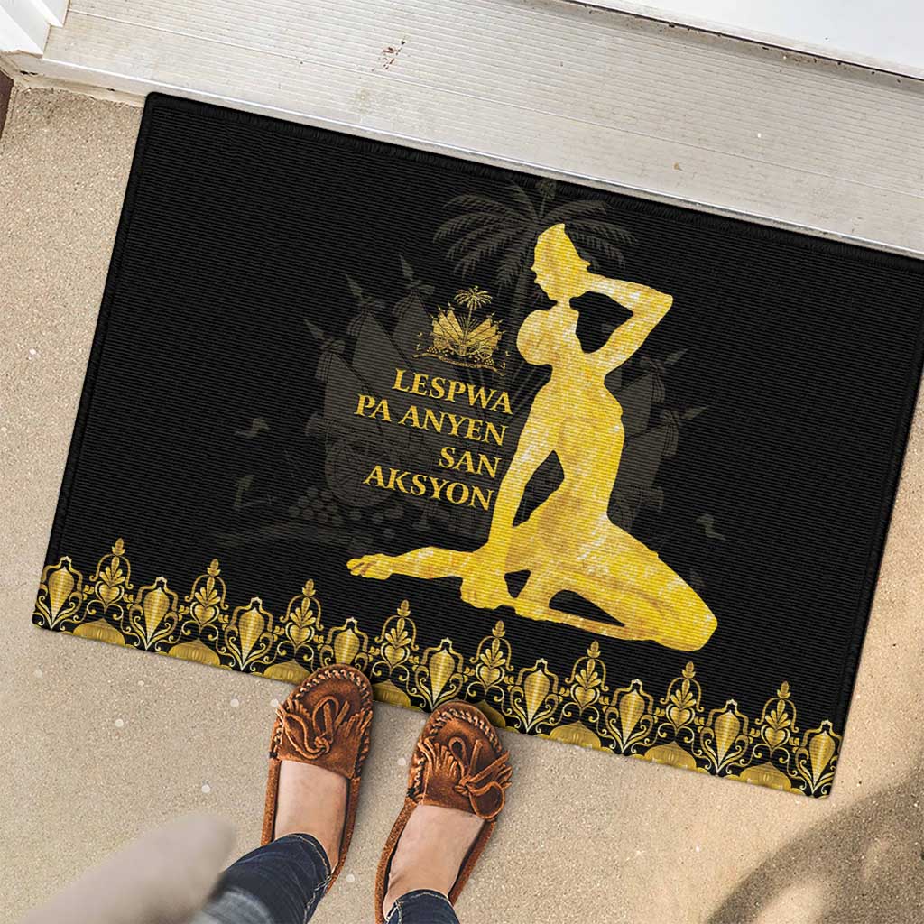 Haiti Neg Marron Gold Rubber Doormat Lespwa pa anyen san aksyon - Wonder Print Shop