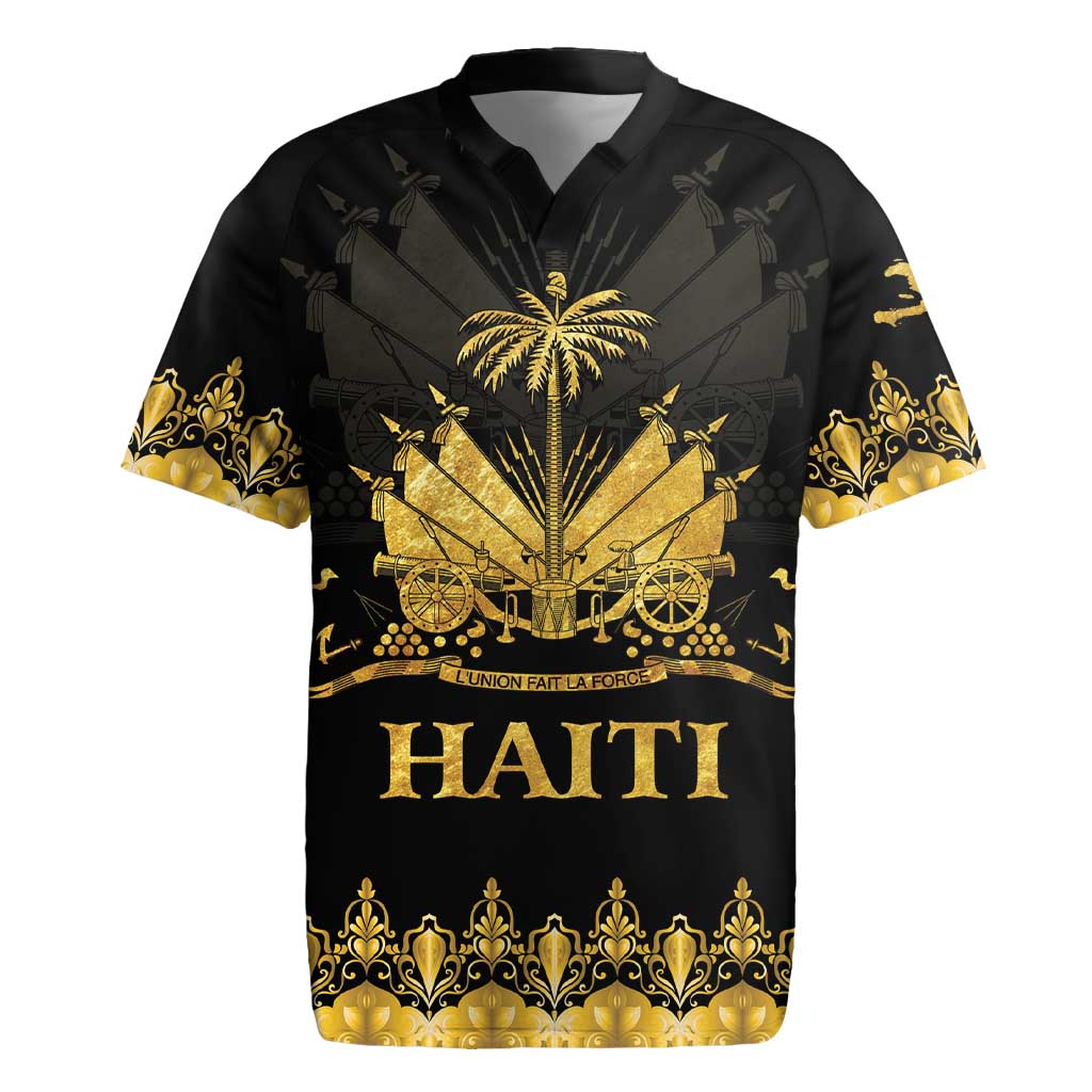 Haiti Neg Marron Gold Rugby Jersey Lespwa pa anyen san aksyon - Wonder Print Shop