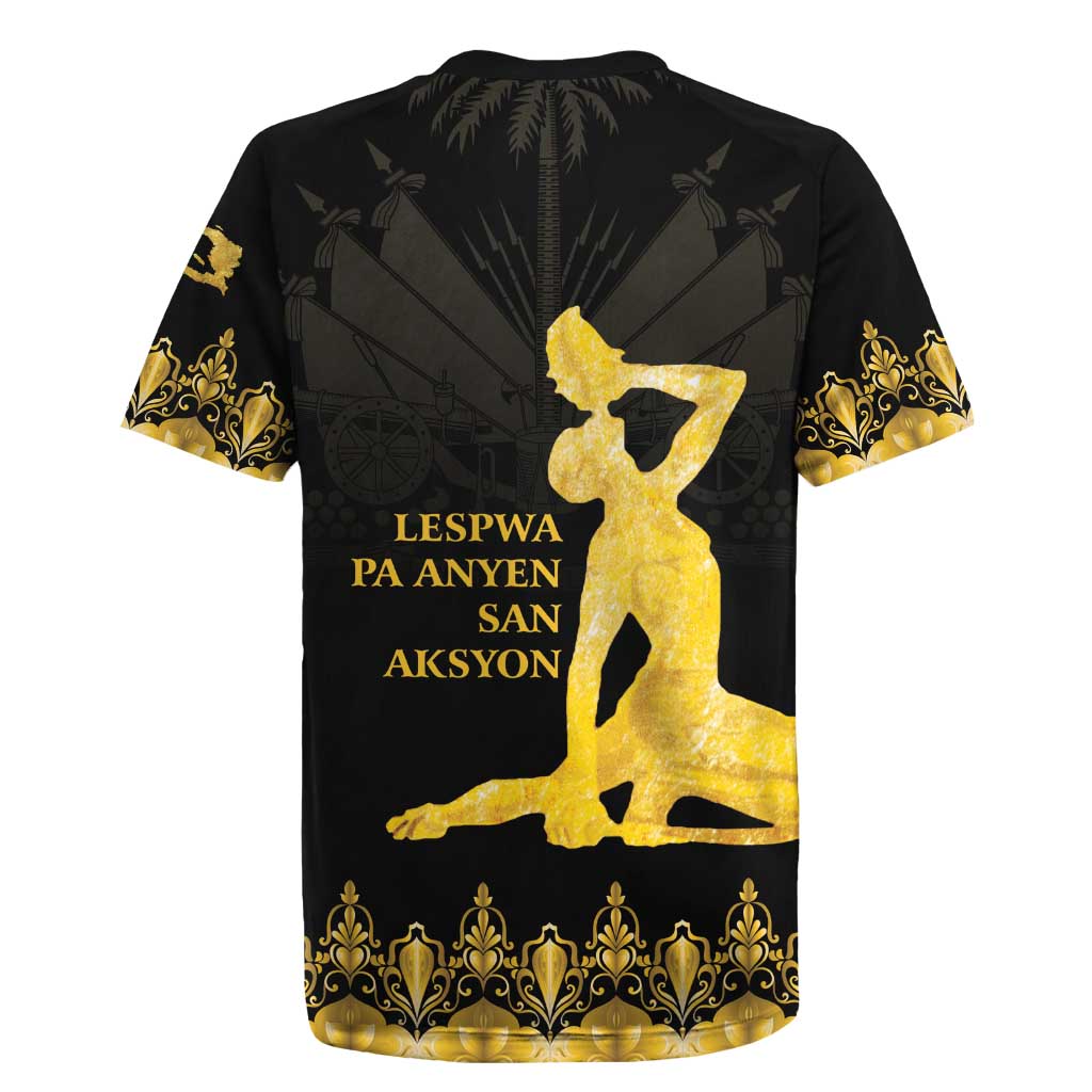 Haiti Neg Marron Gold Rugby Jersey Lespwa pa anyen san aksyon - Wonder Print Shop