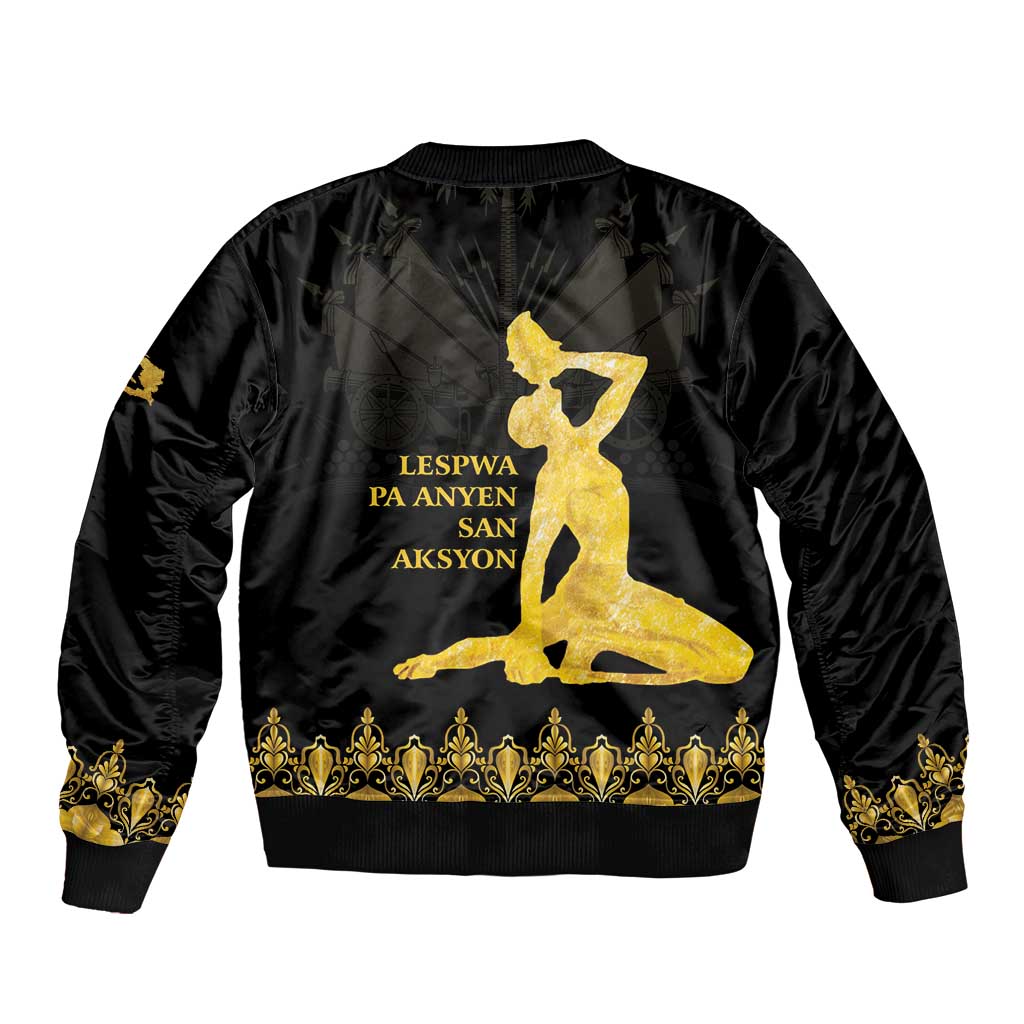 Haiti Neg Marron Gold Sleeve Zip Bomber Jacket Lespwa pa anyen san aksyon - Wonder Print Shop