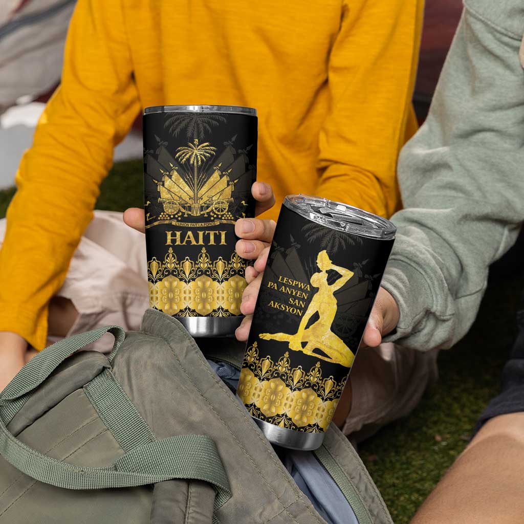 Haiti Neg Marron Gold Tumbler Cup Lespwa pa anyen san aksyon - Wonder Print Shop