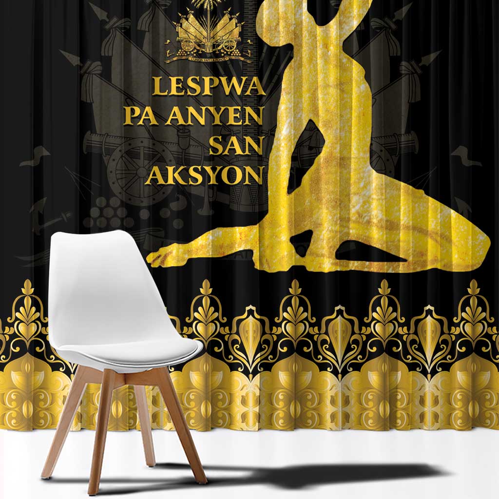 Haiti Neg Marron Gold Window Curtain Lespwa pa anyen san aksyon - Wonder Print Shop