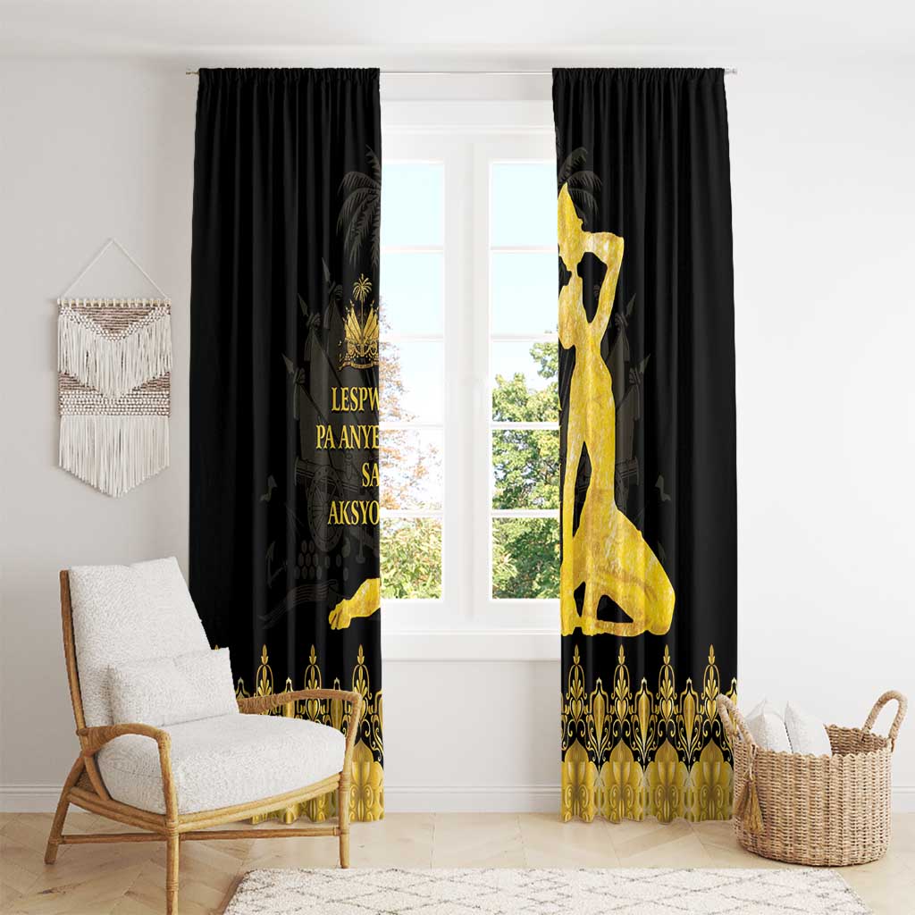 Haiti Neg Marron Gold Window Curtain Lespwa pa anyen san aksyon - Wonder Print Shop