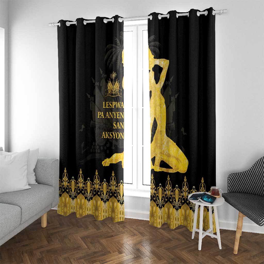 Haiti Neg Marron Gold Window Curtain Lespwa pa anyen san aksyon - Wonder Print Shop