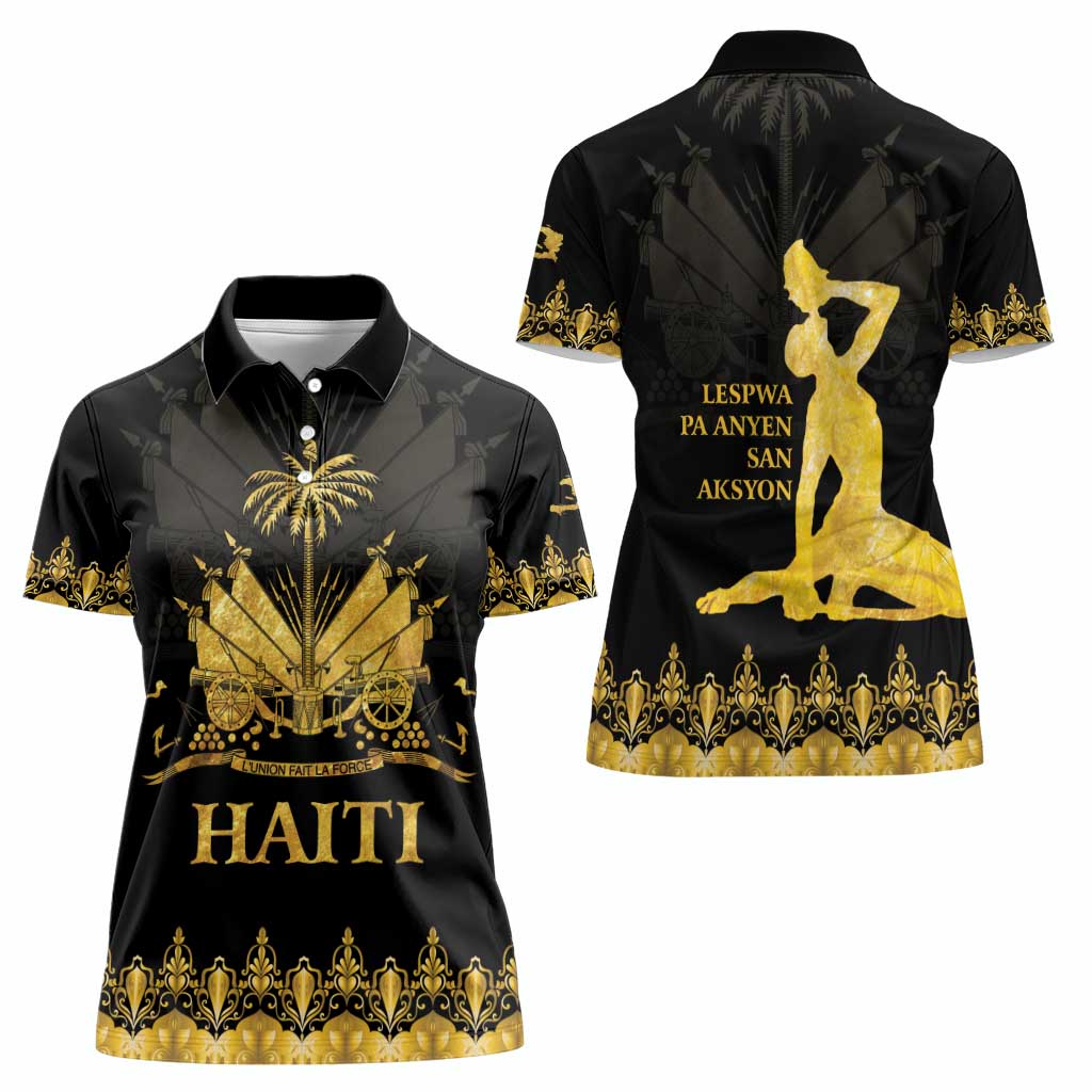 Haiti Neg Marron Gold Women Polo Shirt Lespwa pa anyen san aksyon - Wonder Print Shop