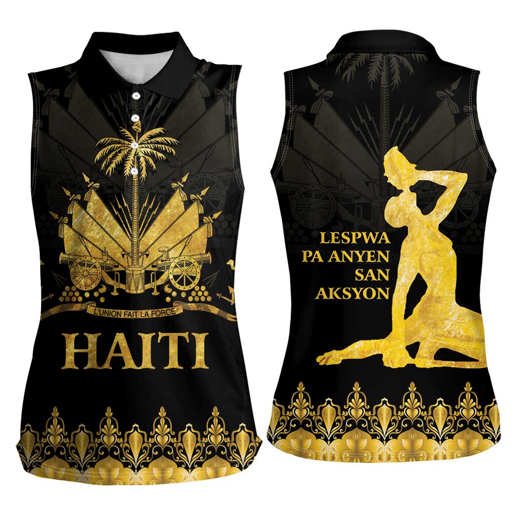 Haiti Neg Marron Gold Women Sleeveless Polo Shirt Lespwa pa anyen san aksyon - Wonder Print Shop