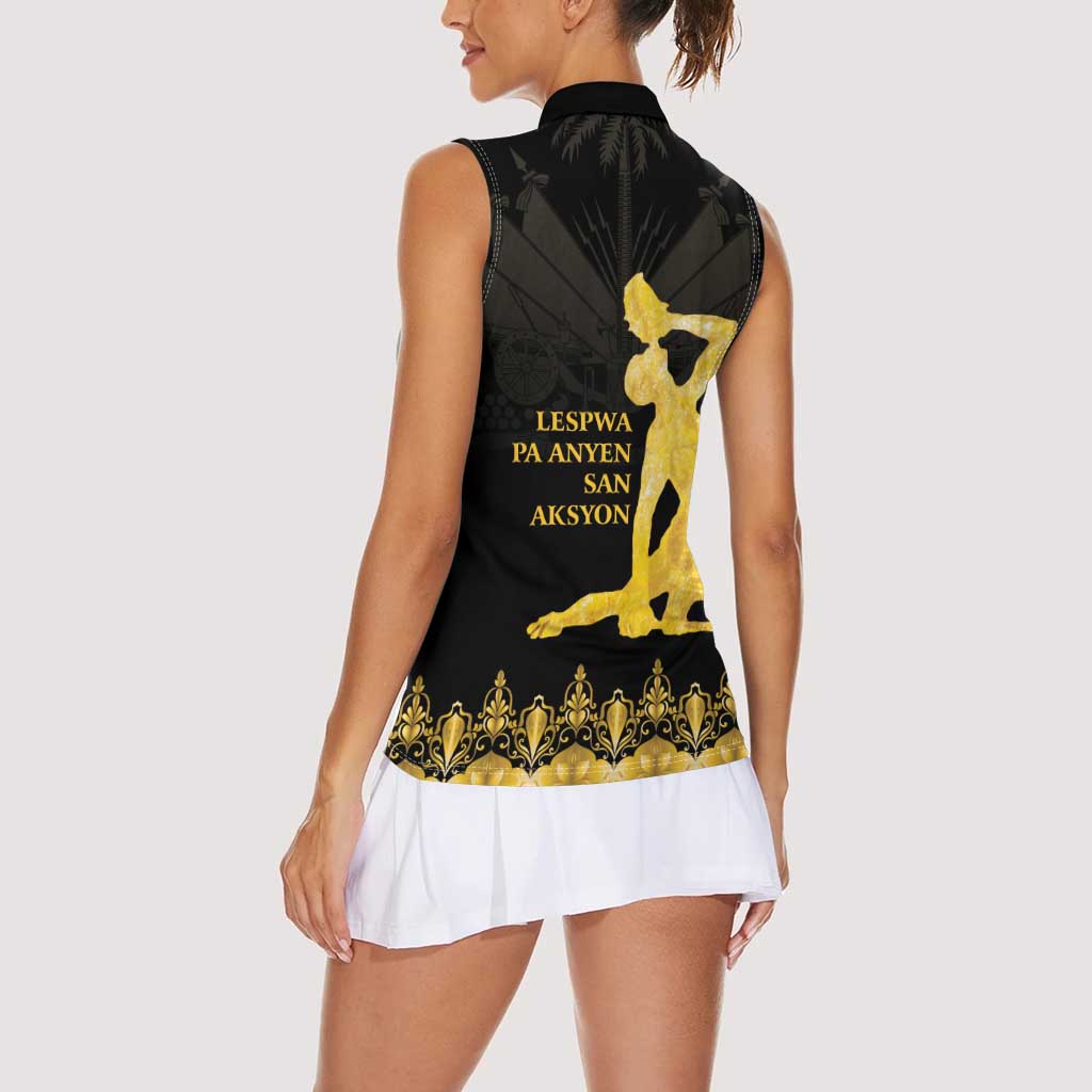 Haiti Neg Marron Gold Women Sleeveless Polo Shirt Lespwa pa anyen san aksyon - Wonder Print Shop