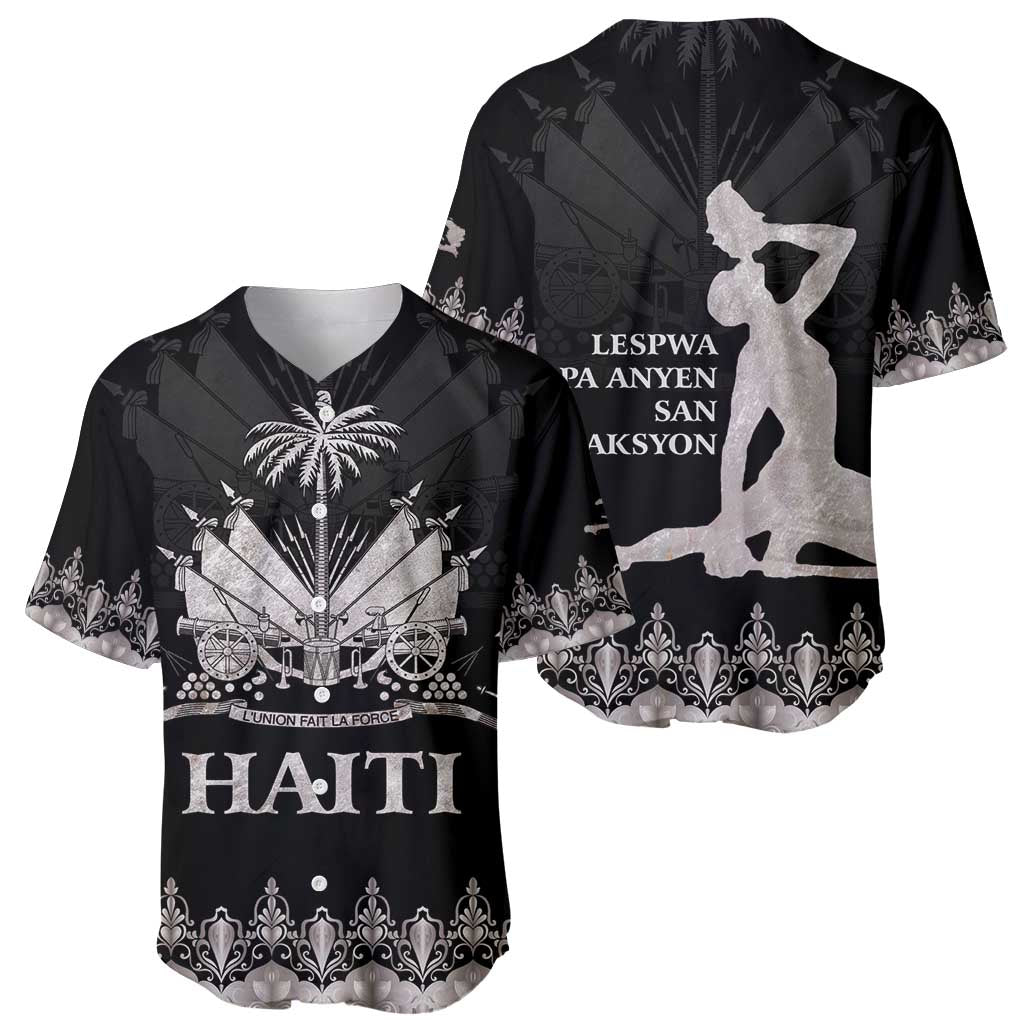 Haiti Neg Marron Silver Baseball Jersey Hope is Nothing Without Action - Wonder Print Shop