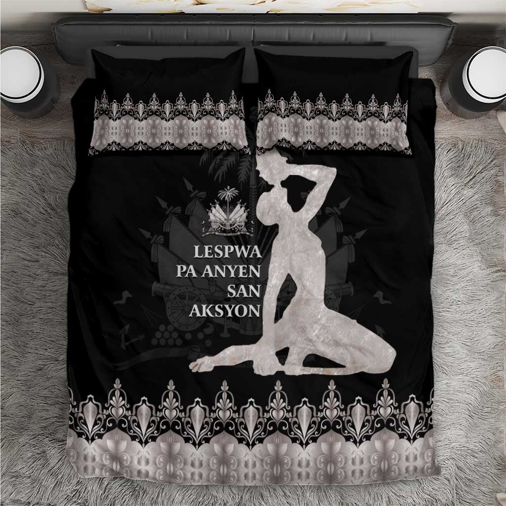 Haiti Neg Marron Silver Bedding Set Hope is Nothing Without Action - Wonder Print Shop