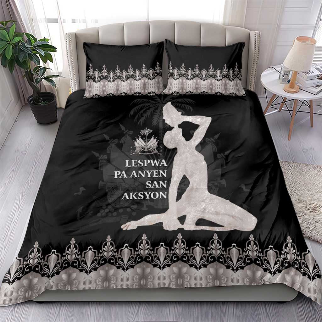 Haiti Neg Marron Silver Bedding Set Hope is Nothing Without Action - Wonder Print Shop