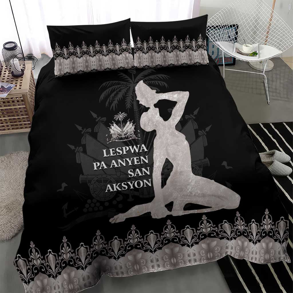 Haiti Neg Marron Silver Bedding Set Hope is Nothing Without Action - Wonder Print Shop