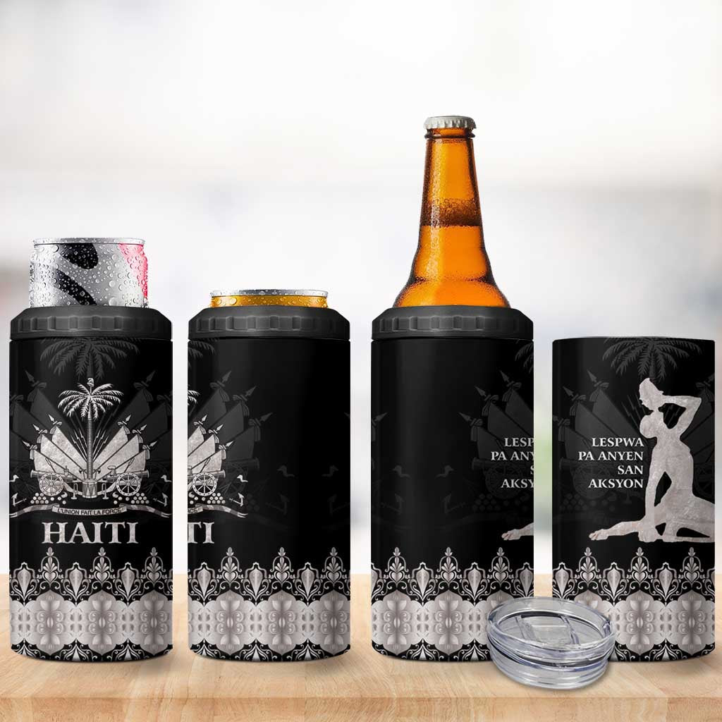 Haiti Neg Marron Silver 4 in 1 Can Cooler Tumbler Hope is Nothing Without Action - Wonder Print Shop