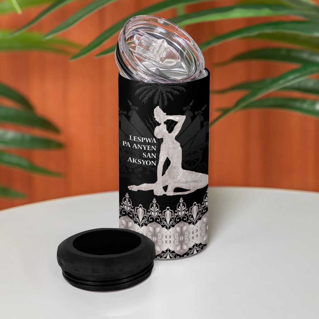 Haiti Neg Marron Silver 4 in 1 Can Cooler Tumbler Hope is Nothing Without Action - Wonder Print Shop