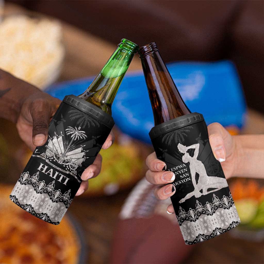 Haiti Neg Marron Silver 4 in 1 Can Cooler Tumbler Hope is Nothing Without Action - Wonder Print Shop