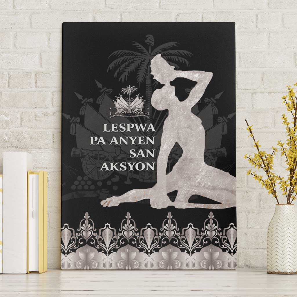 Haiti Neg Marron Silver Canvas Wall Art Hope is Nothing Without Action - Wonder Print Shop