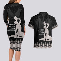 Haiti Neg Marron Silver Couples Matching Long Sleeve Bodycon Dress and Hawaiian Shirt Hope is Nothing Without Action - Wonder Print Shop