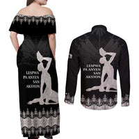 Haiti Neg Marron Silver Couples Matching Off Shoulder Maxi Dress and Long Sleeve Button Shirt Hope is Nothing Without Action - Wonder Print Shop