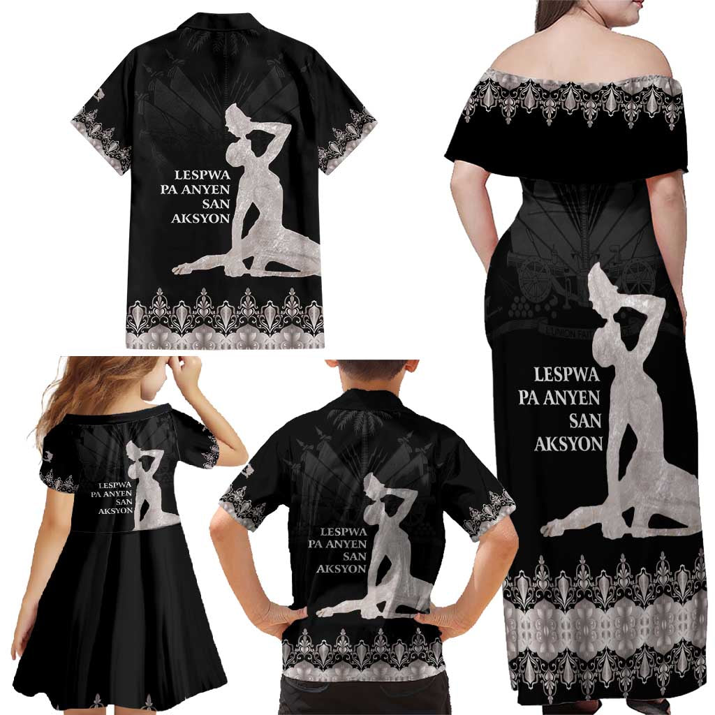 Haiti Neg Marron Silver Family Matching Off Shoulder Maxi Dress and Hawaiian Shirt Hope is Nothing Without Action - Wonder Print Shop