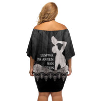 Haiti Neg Marron Silver Family Matching Off Shoulder Short Dress and Hawaiian Shirt Hope is Nothing Without Action - Wonder Print Shop