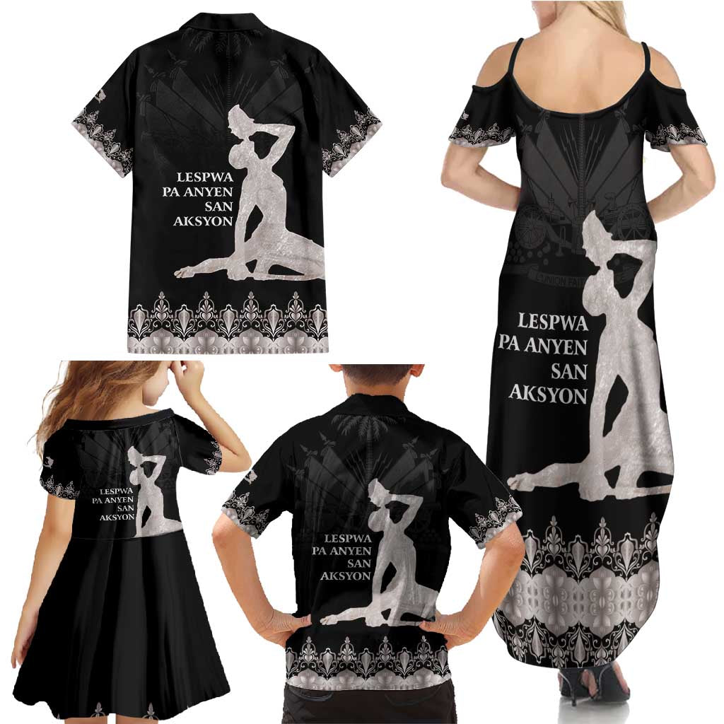 Haiti Neg Marron Silver Family Matching Summer Maxi Dress and Hawaiian Shirt Hope is Nothing Without Action - Wonder Print Shop