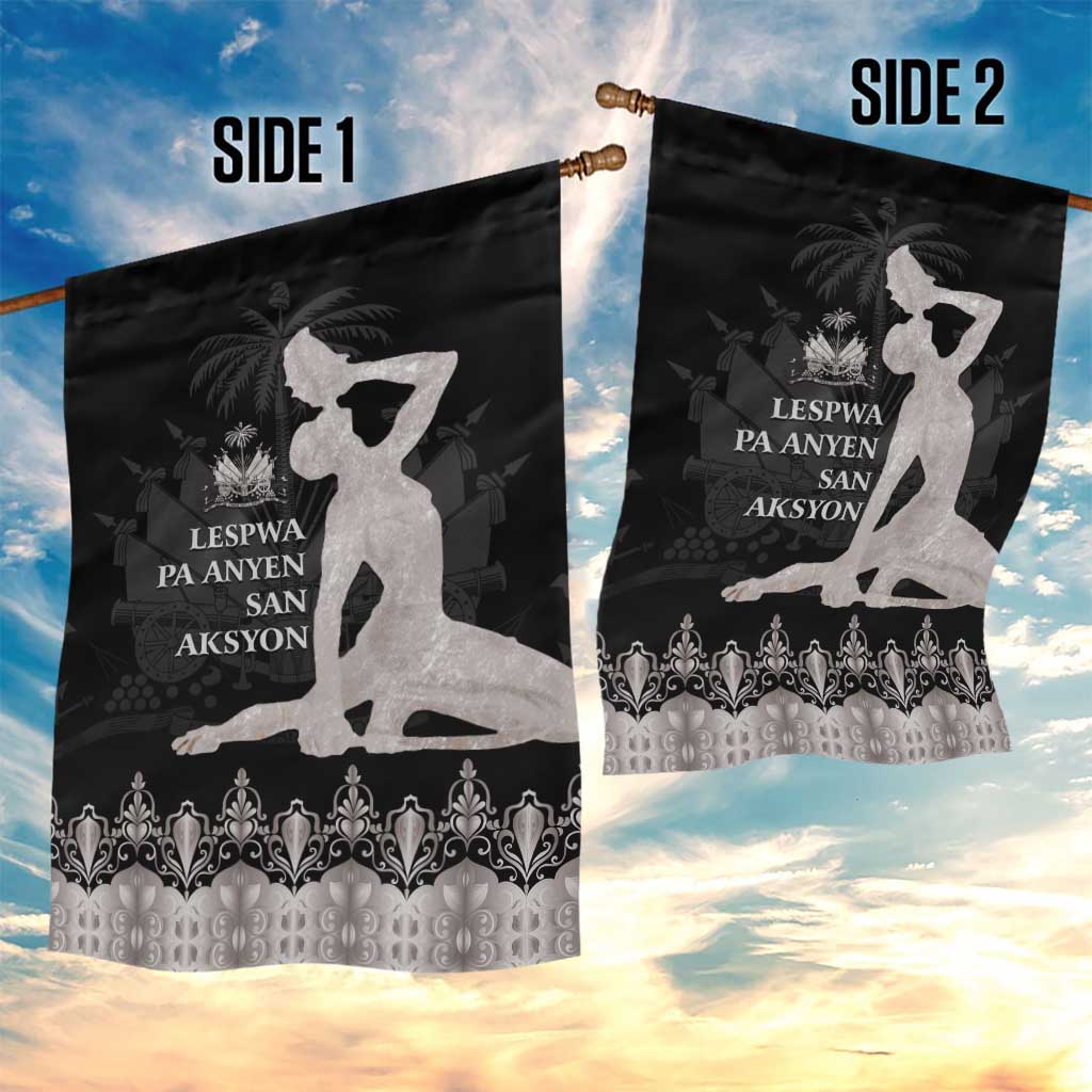 Haiti Neg Marron Silver Garden Flag Hope is Nothing Without Action - Wonder Print Shop