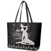 Haiti Neg Marron Silver Leather Tote Bag Hope is Nothing Without Action - Wonder Print Shop