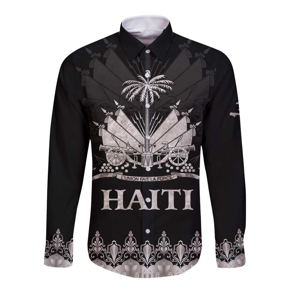 Haiti Neg Marron Silver Long Sleeve Button Shirt Hope is Nothing Without Action - Wonder Print Shop