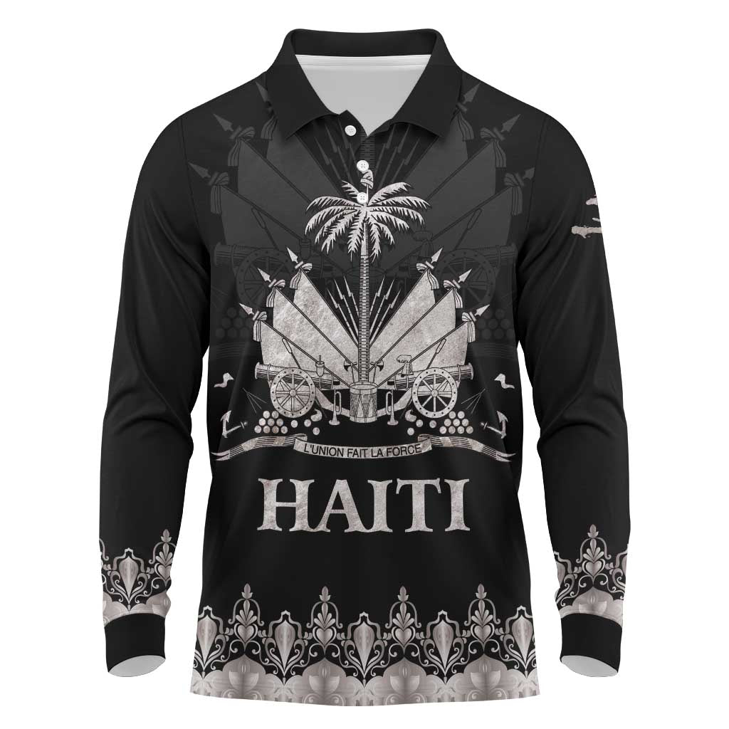 Haiti Neg Marron Silver Long Sleeve Polo Shirt Hope is Nothing Without Action - Wonder Print Shop
