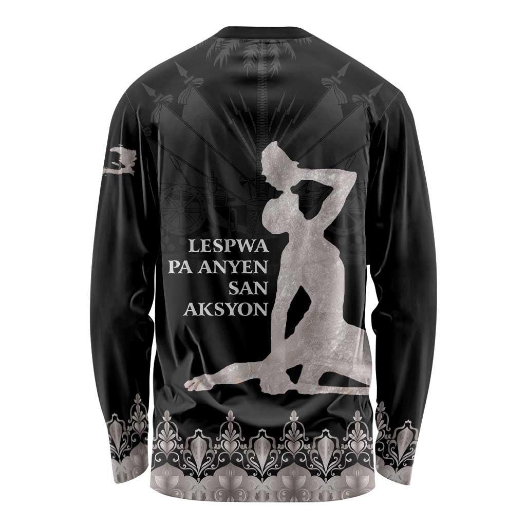 Haiti Neg Marron Silver Long Sleeve Shirt Hope is Nothing Without Action - Wonder Print Shop