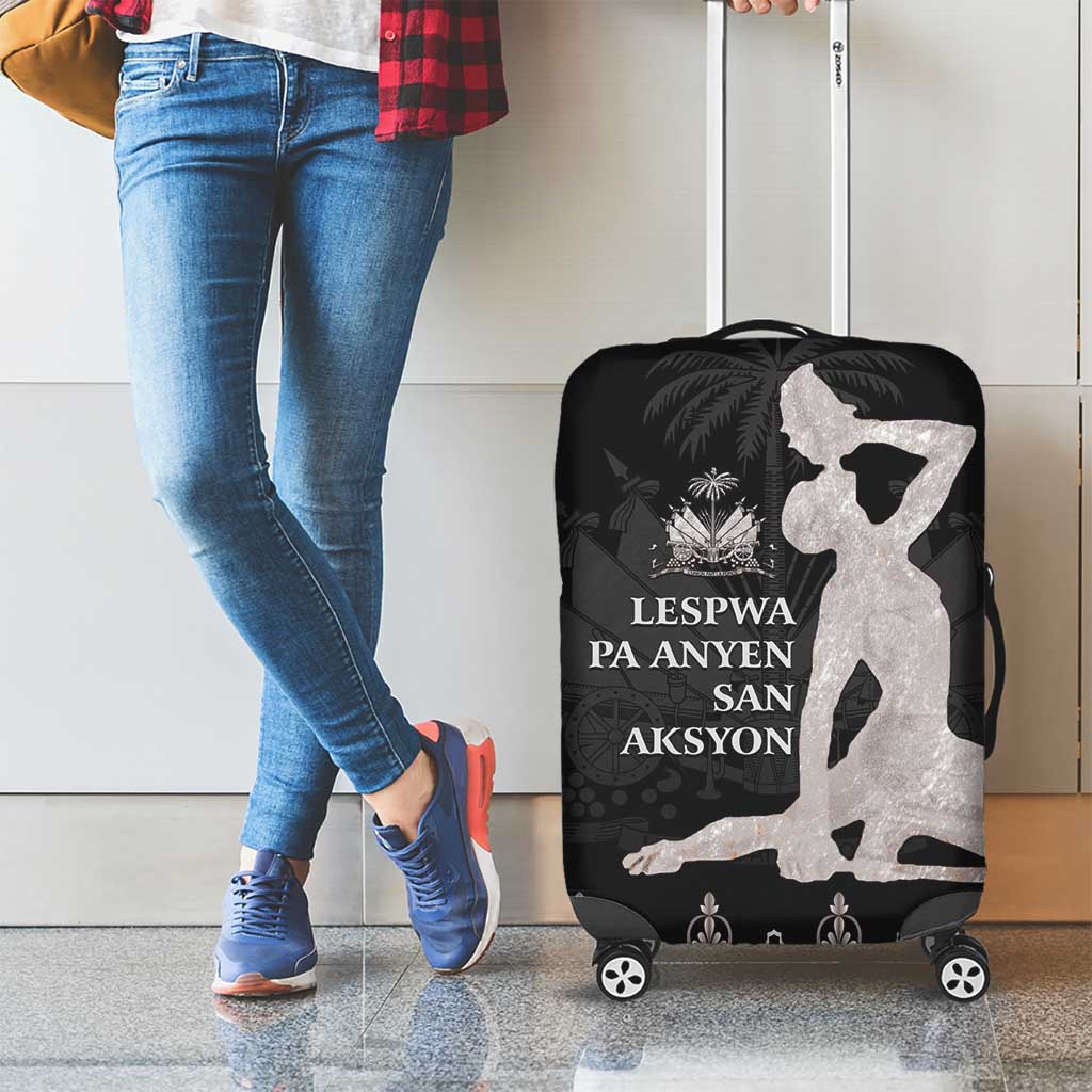 Haiti Neg Marron Silver Luggage Cover Hope is Nothing Without Action - Wonder Print Shop
