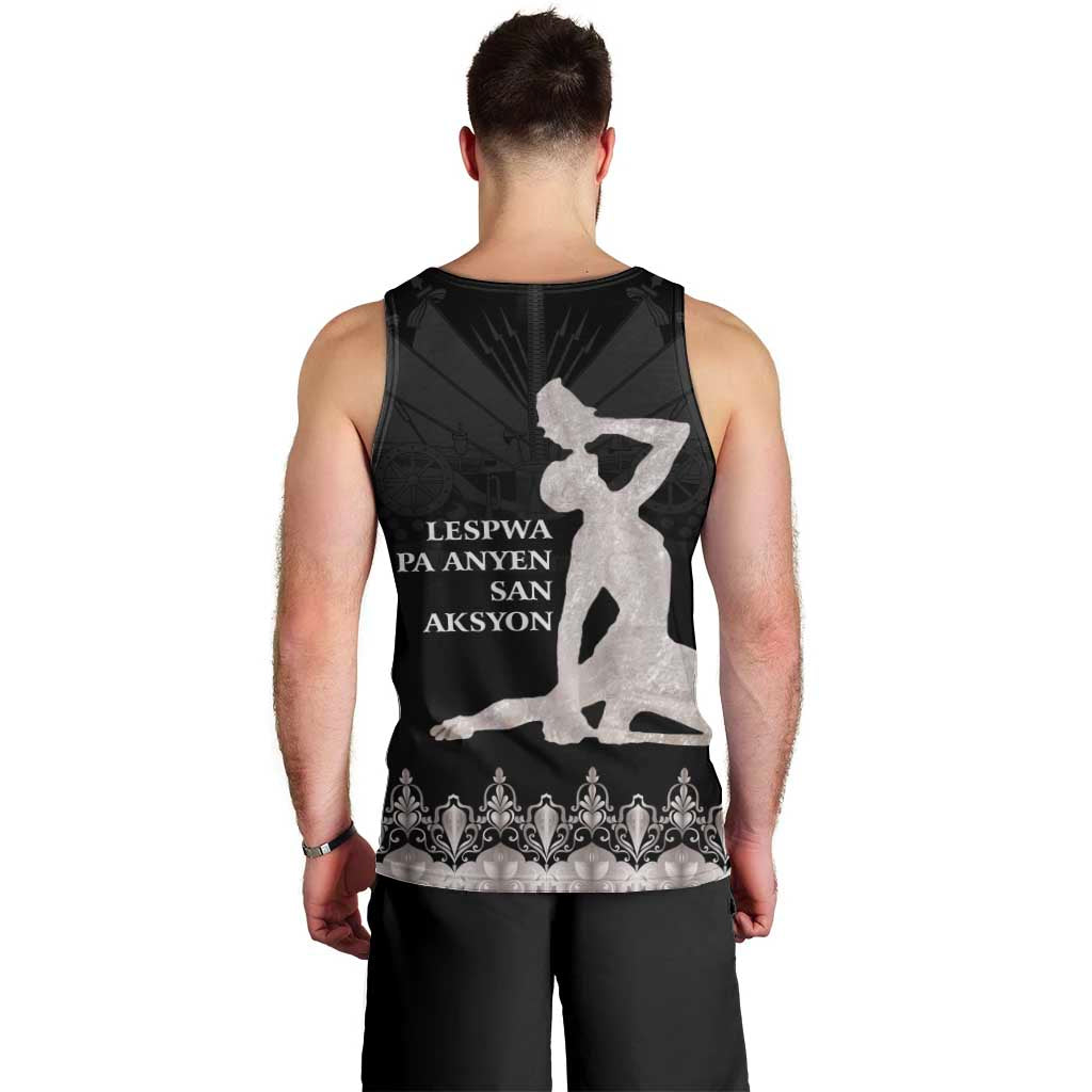 Haiti Neg Marron Silver Men Tank Top Hope is Nothing Without Action - Wonder Print Shop